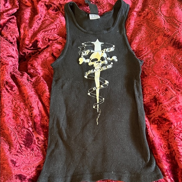 Lip Service Skull and Dagger Black and White Tank Top M - Picture 4 of 5